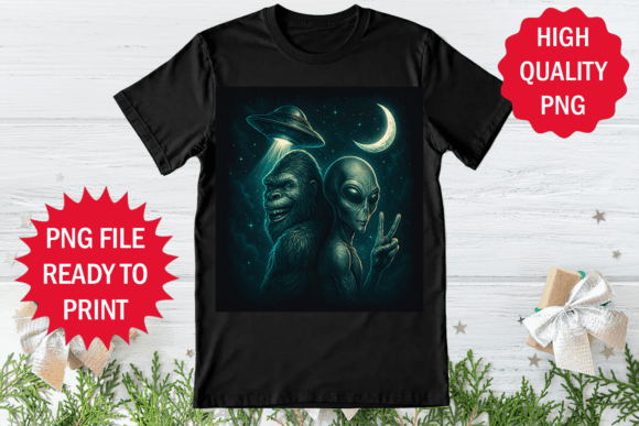 Alien and Bigfoot Funny Photo Design Png Graphics Freebies