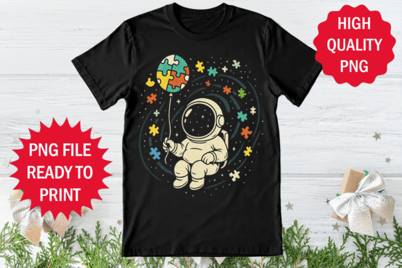 Astronaut Flying in Sky with Balloon PNG