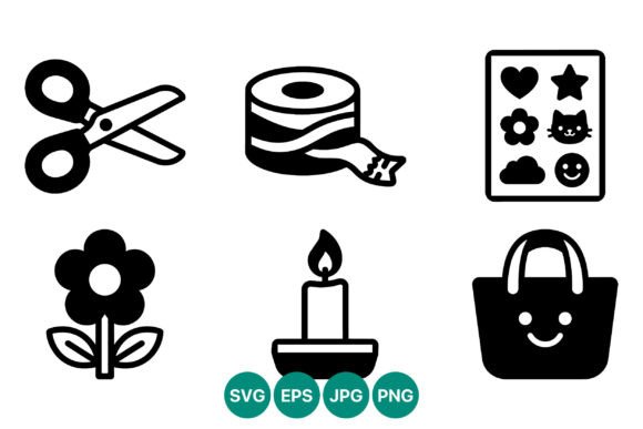 Black White Scissors Tape Flower Candle