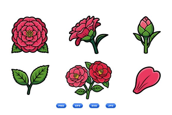 Camellia Floral Clipart Pack: Graphics for Creative Design