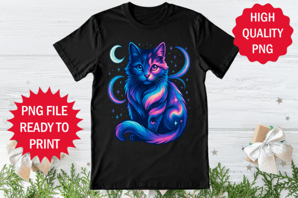 Cat Astronomy Design T-shirt Clipart Png: Graphics for Freebies
