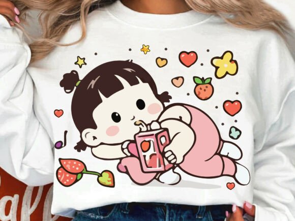 Cheerful Happy Cute Girl T-shirt Design Graphics