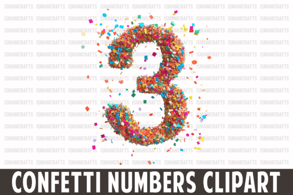 Confetti Numbers Clipart PNG