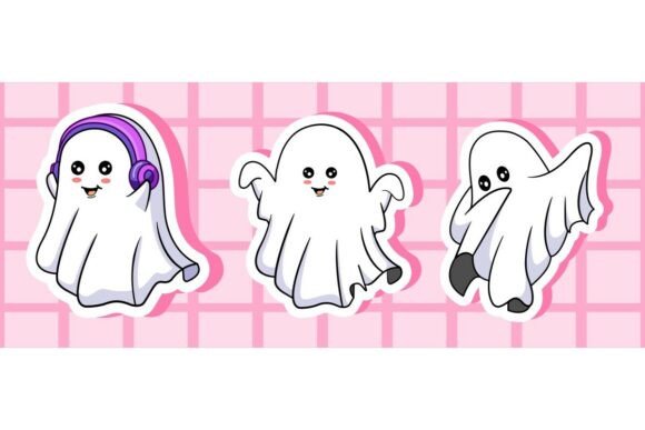 Cute Ghost Stickers: Graphics for Playful Design