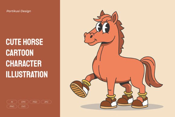 Cute Horse Cartoon Character Graphics