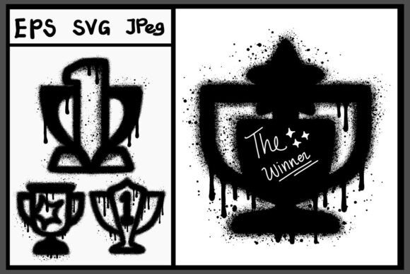 Four Trophy in Graffiti Style Graphics