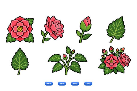 Hand Drawn Rose Clipart Set Graphics