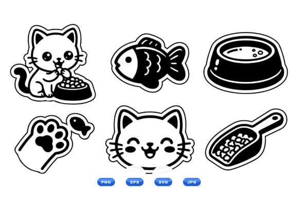 Kawaii Cat Food Clipart Set: Graphics & Illustrations for Crafters