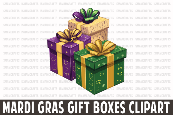 Mardi Gras Gift Boxes Clipart PNG