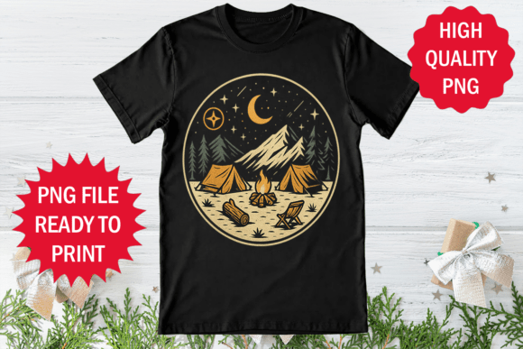 Moon Tent Hill Night Camp Design Shirt: Graphics and Freebies for Creative Brands