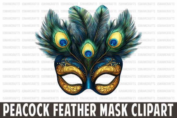 Peacock Feather Mask Clipart PNG: Graphics for Local Business Branding