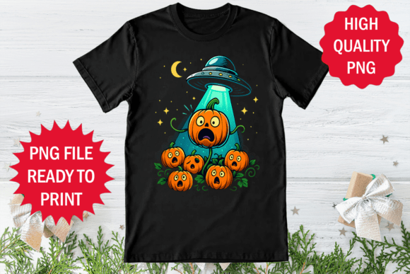 Pumpkin Funny Running Ufo T-shirt Design: Graphics & Freebies for Local Branding