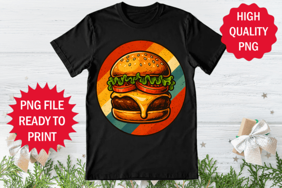 Retro Burger Lover T-shirt Clipart Png