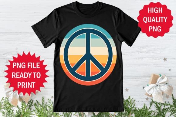 Retro Vintage Peace Sign Design T-shirt