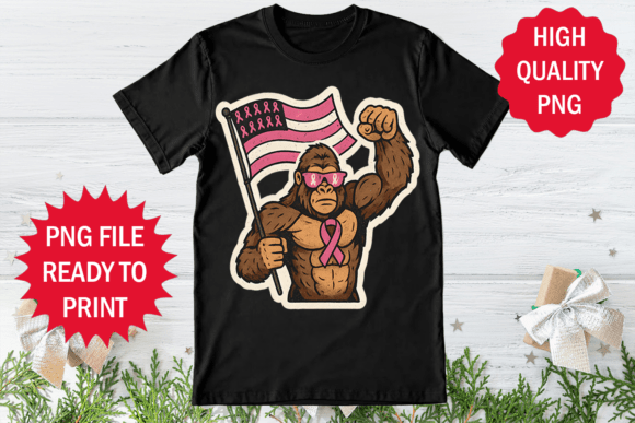 Usa Bigfoot Pink Ribbon Design Shirt Png